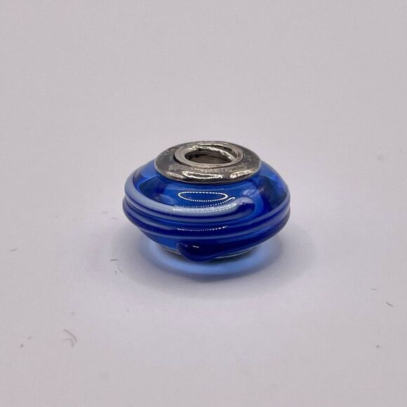 Pandora Blue Ribbon Murano Glass Charm Style 790612 S925 ALE Wide - Picture 2 of 6